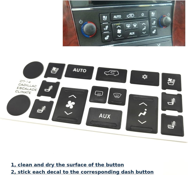 AtticZone AC Radio Button Stickers Dash Repair Decals Compatible with Cadillac Escalade ESV EXT 2007 2008-2014 (AC16) - Image 4